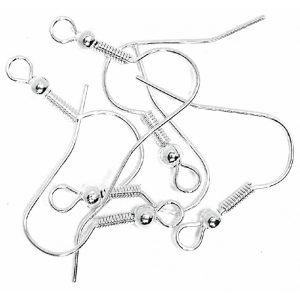 Ear Wires With Hook - Silver - 6pcs