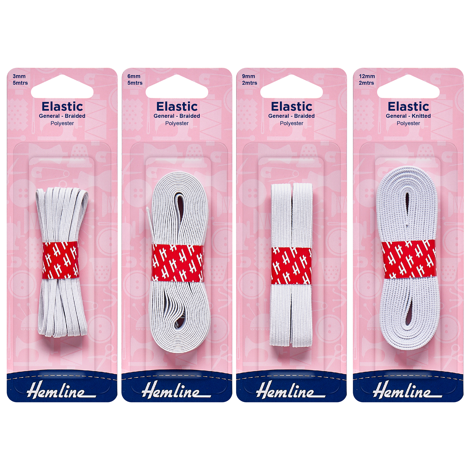 Braided Elastic 3mm - 12mm - White