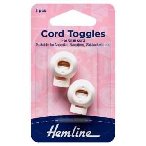 6mm Cord Toggles - White Plastic