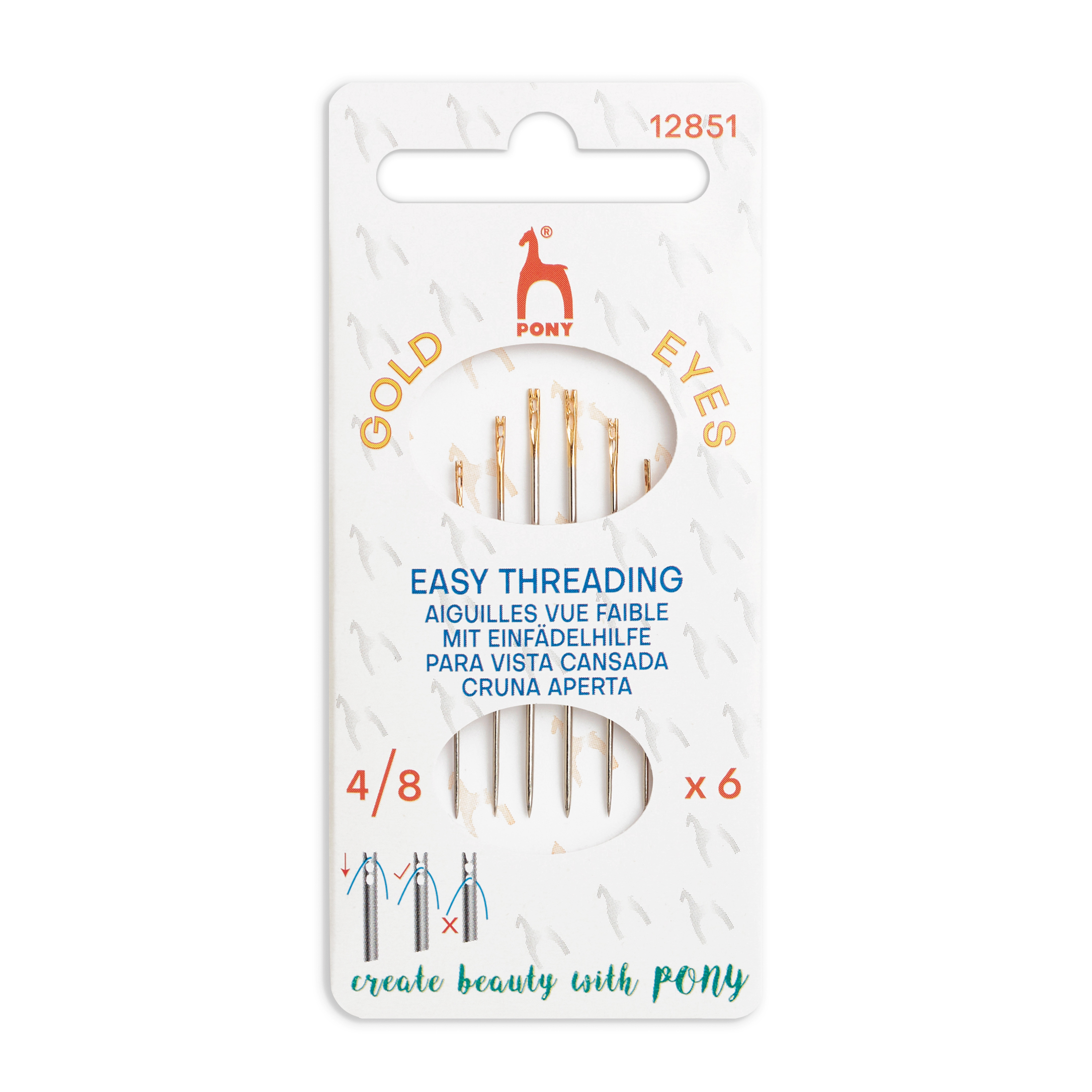 Easy Threading Sewing Needles - 4/8 - 6pcs