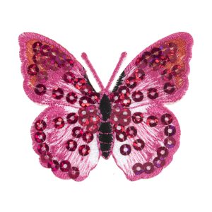 Iron & Sew On Motif: Pink Sequin Butterfly