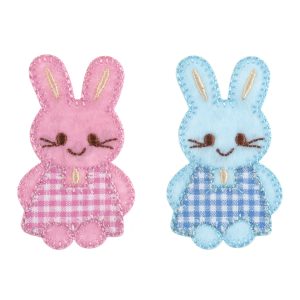 Iron & Sew On Motif: Pink & Blue Checked Bunnies