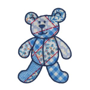 Iron & Sew On Motif: Blue Patchwork Bear