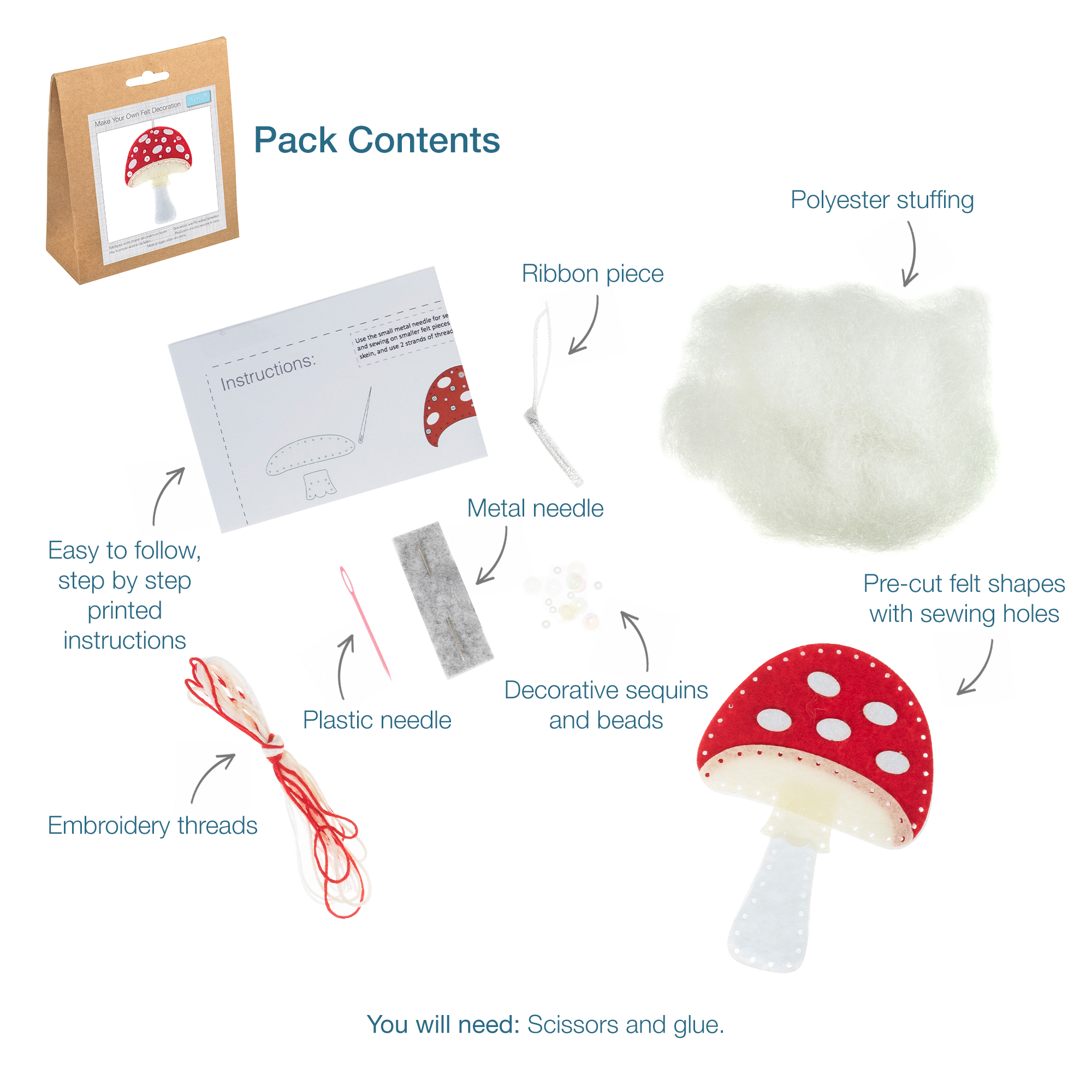 Felt Decoration Kit: Toadstool - Image 4