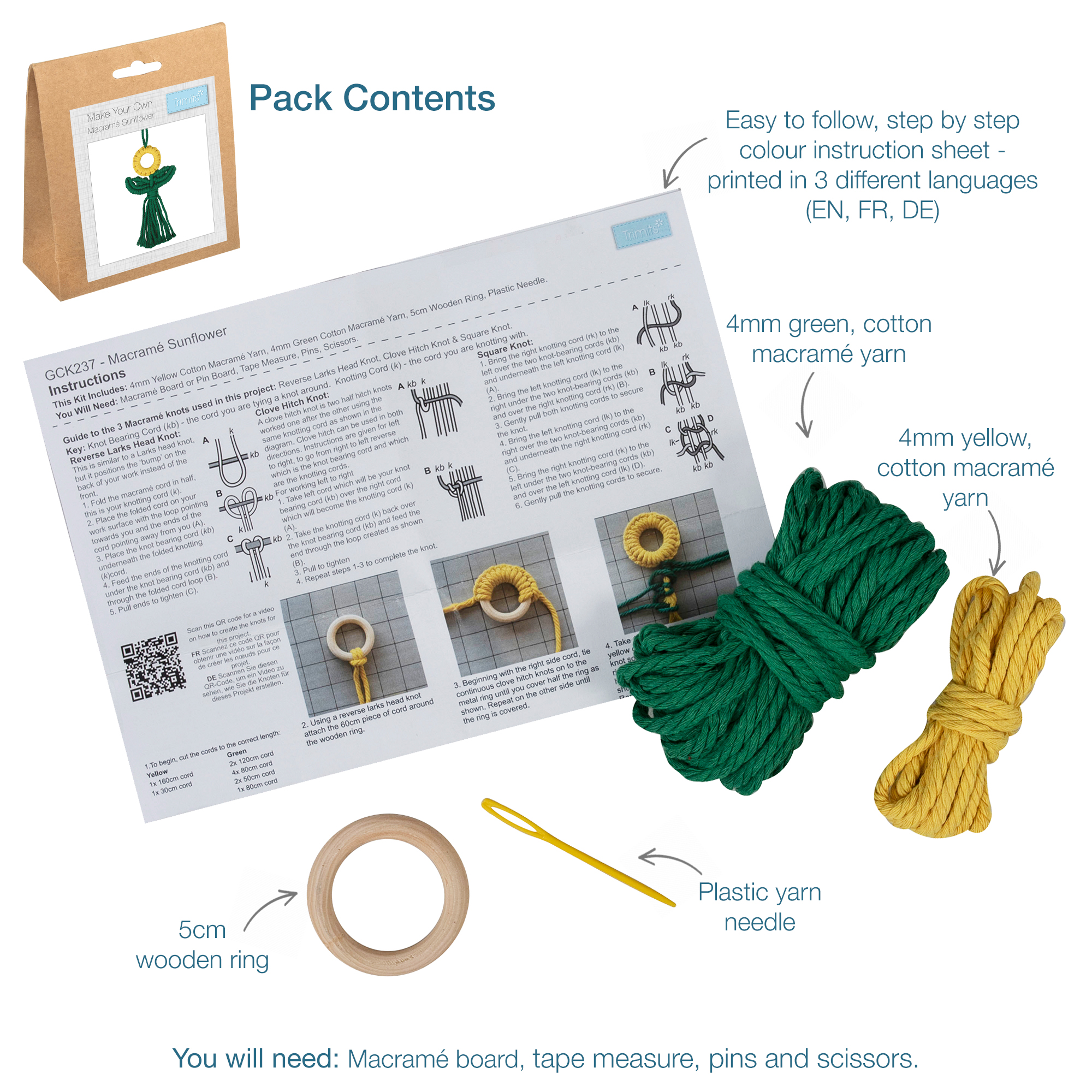 Macramé Kit: Sunflower - Image 3