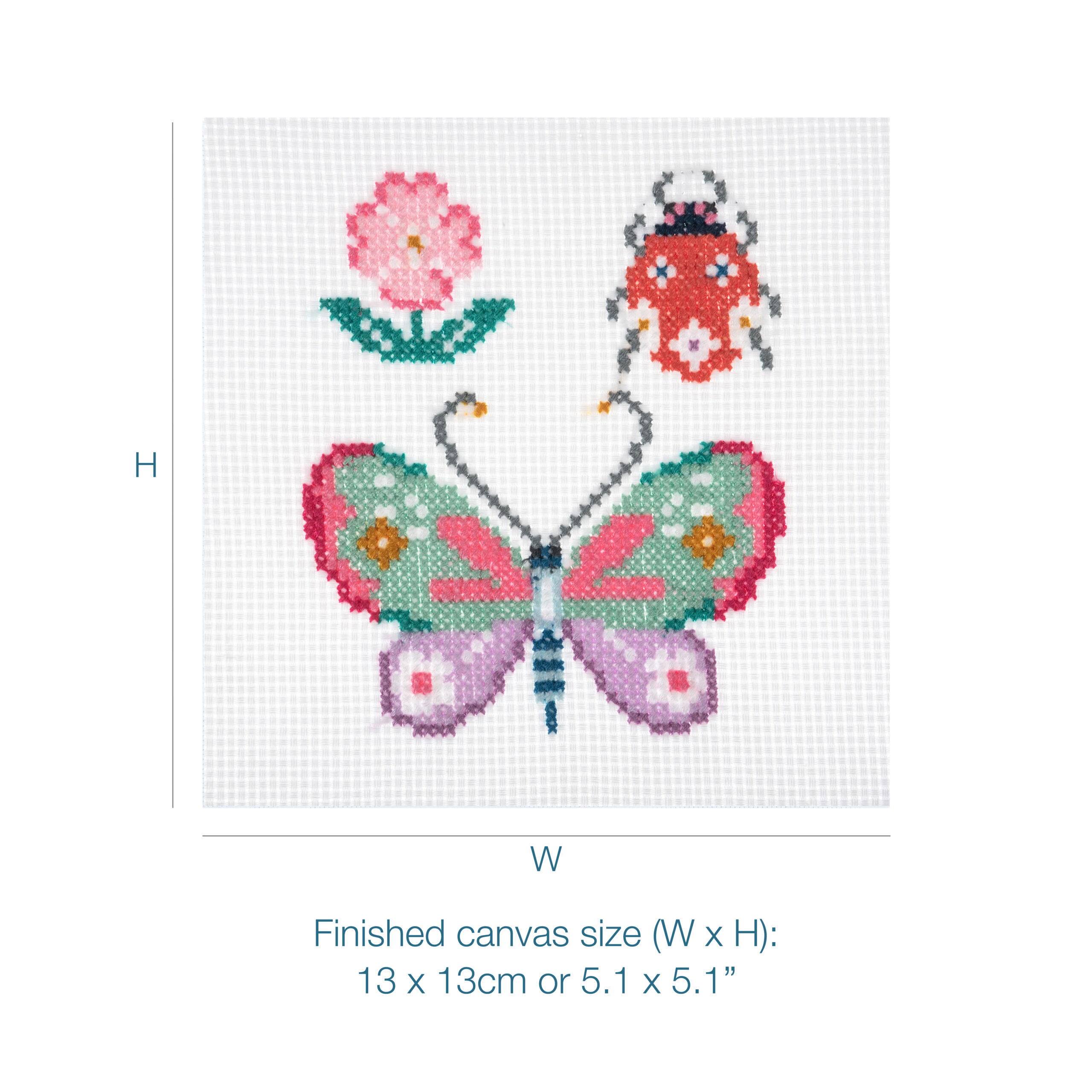 Counted Cross Stitch Kit: Mini: Butterfly & Bug - Image 3