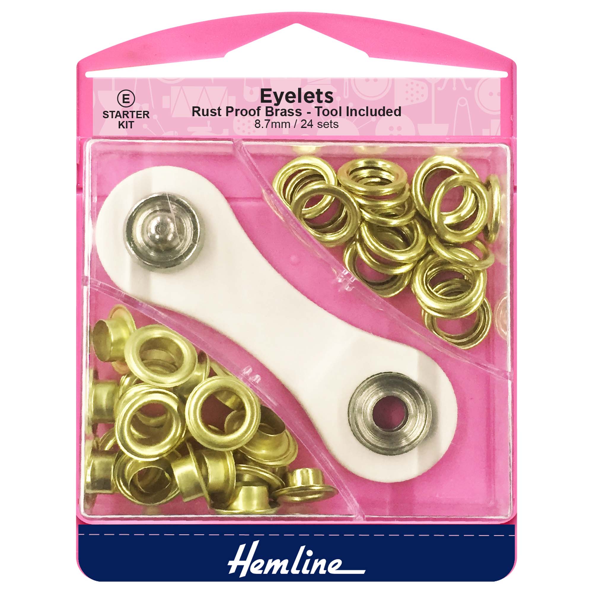 Eyelets Starter Kit: 8.7mm: Gold: (E): 24 Pieces