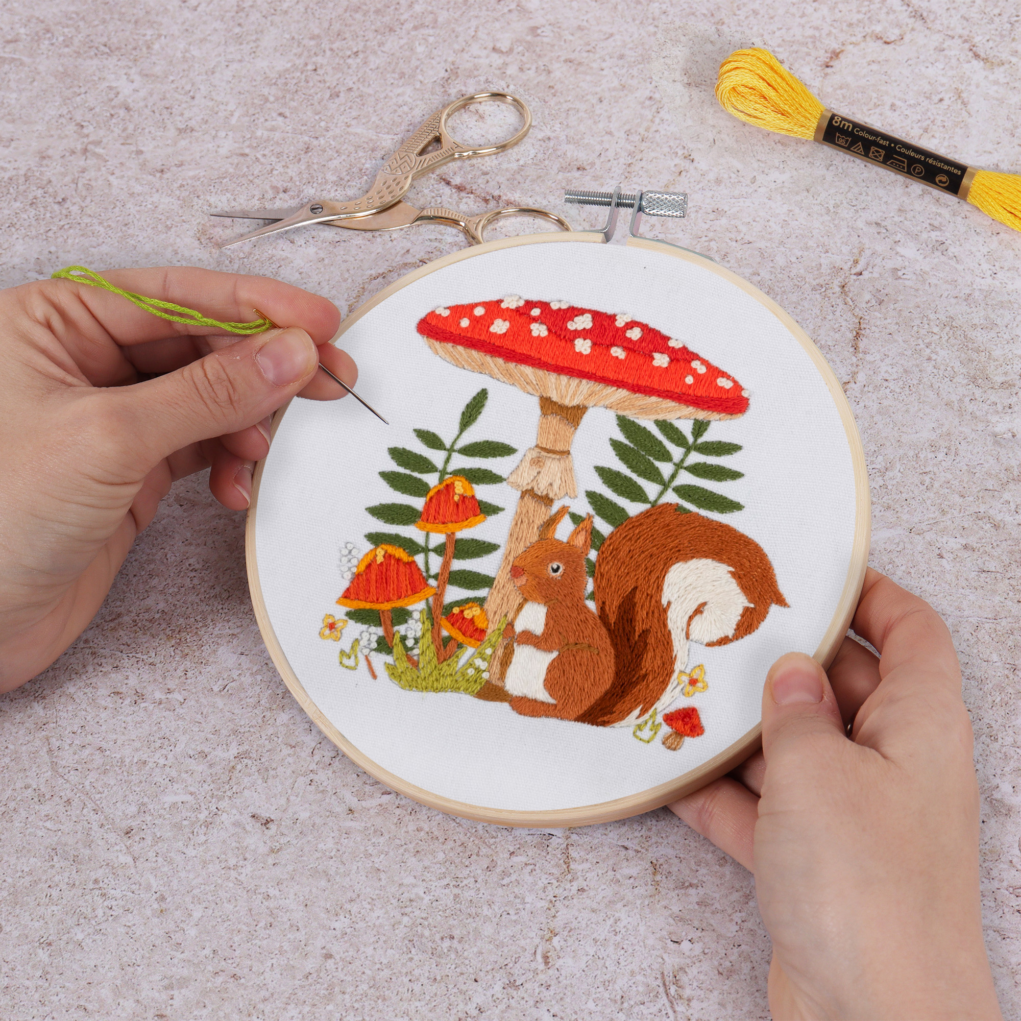 Embroidery Kit with Hoop: Toadstool Squirrel - Image 4
