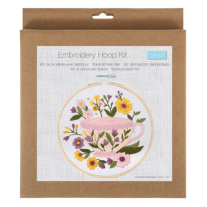 Embroidery Kit with Hoop: Tea Cup