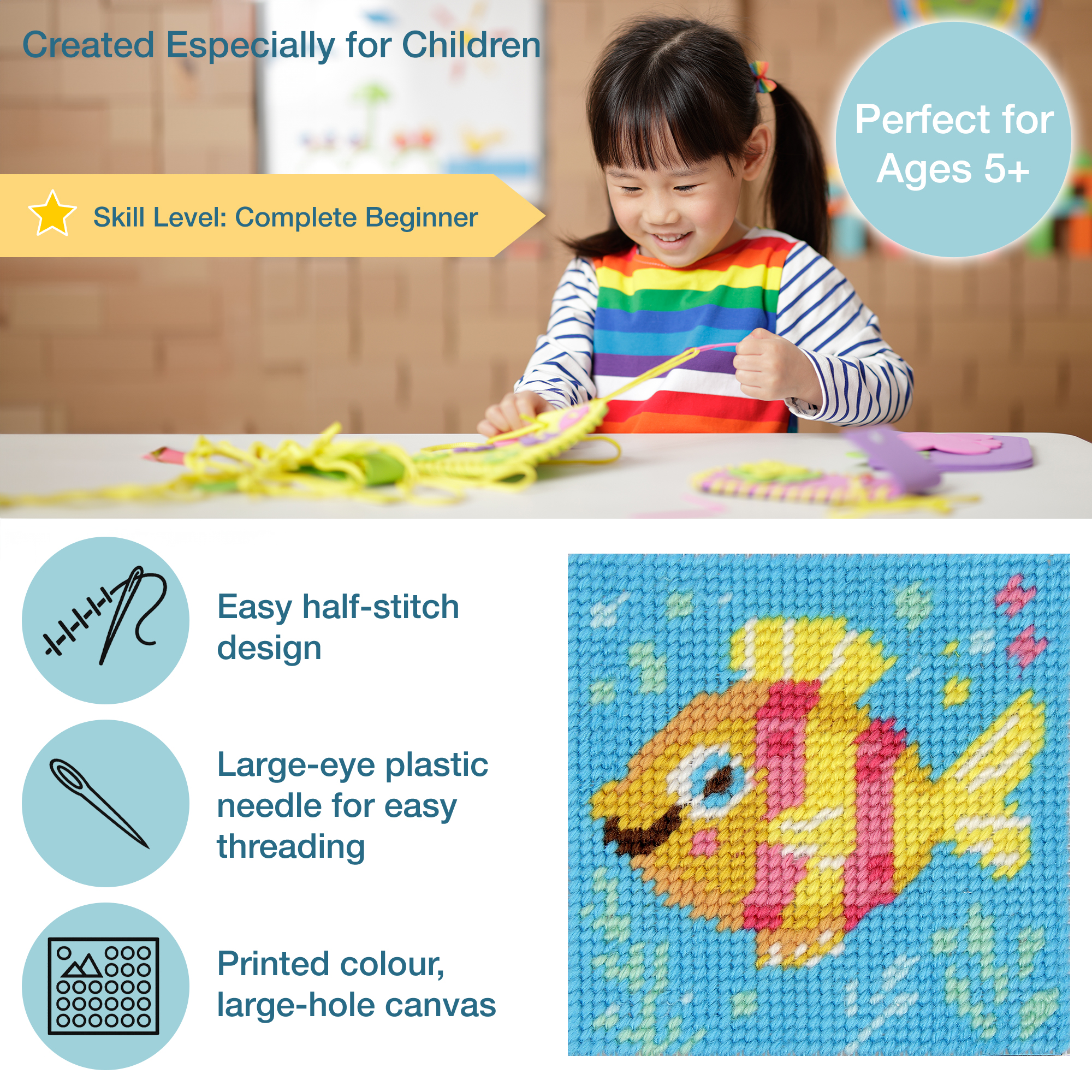 Half Stitch/Tapestry Kit: Children's: Fish - Image 3