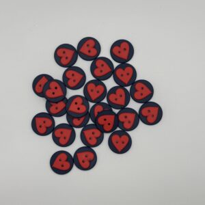 Heart Buttons - Navy & Red