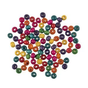 Wooden Multi-Colour Beads: 6mm: 15g Pack