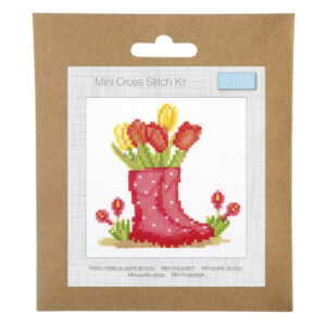 Counted Cross Stitch Kit: Mini: Floral Wellies