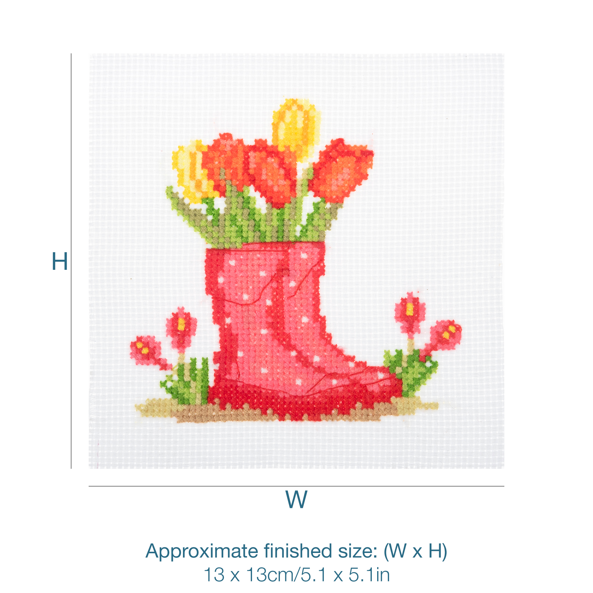 Counted Cross Stitch Kit: Mini: Floral Wellies - Image 4