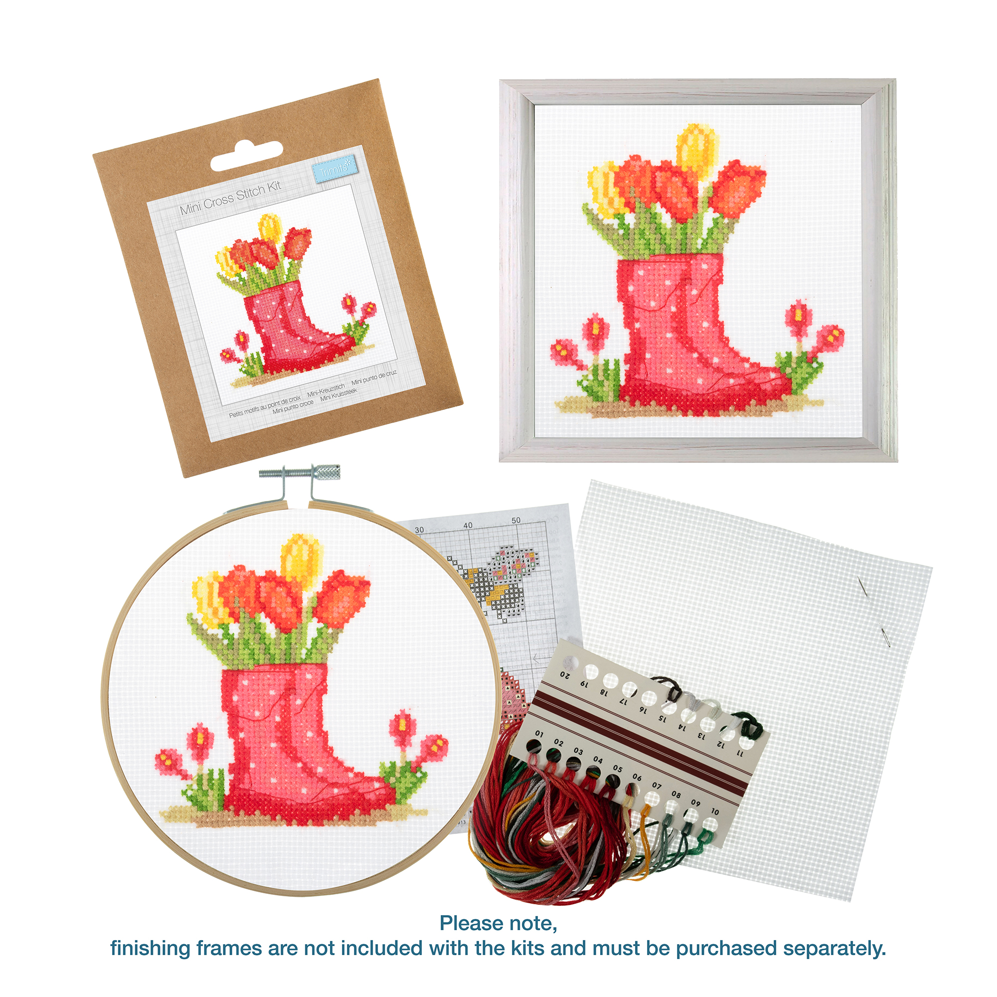 Counted Cross Stitch Kit: Mini: Floral Wellies - Image 3