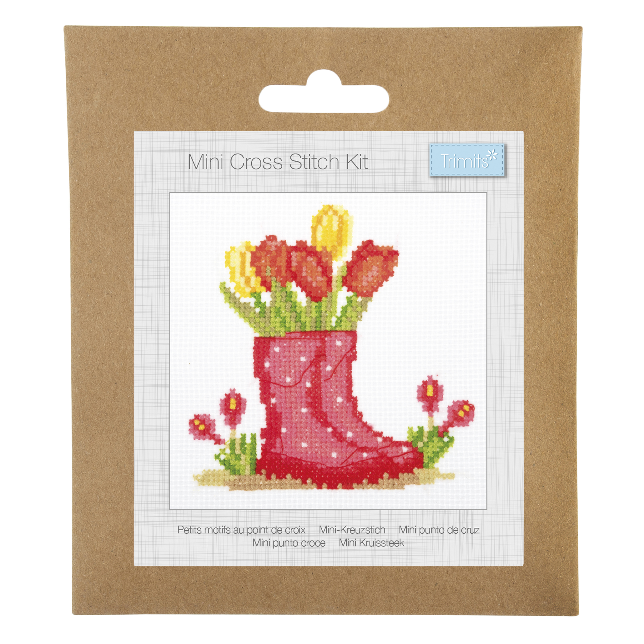 Counted Cross Stitch Kit: Mini: Floral Wellies