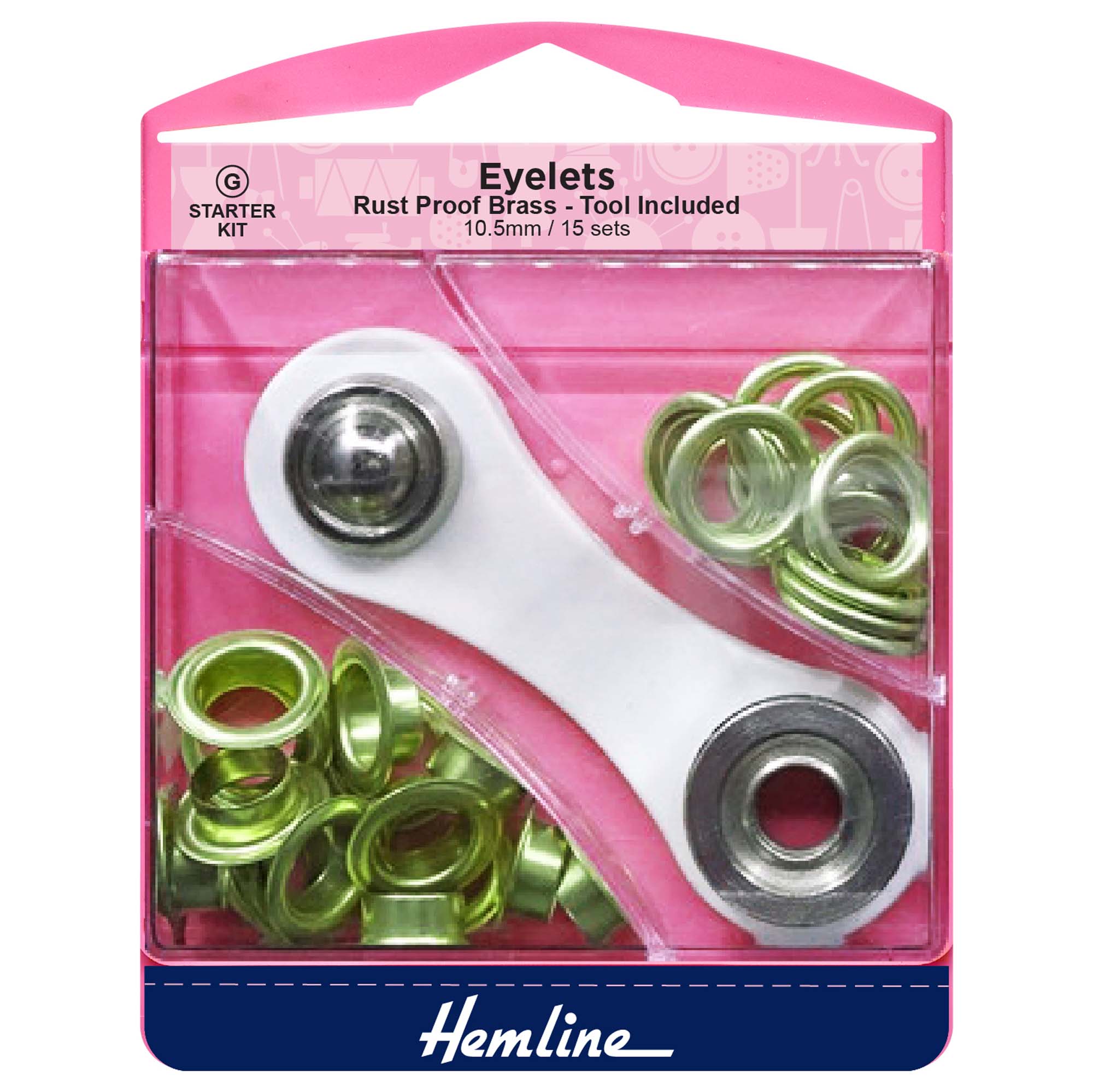 Eyelets Starter Kit: 10.5mm: Gold: (F): 15 Pieces