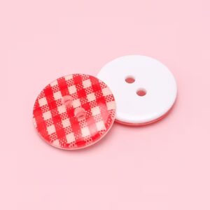 Buttons: Gingham: Red